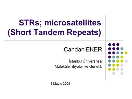 STRs; microsatellites (Short Tandem Repeats)