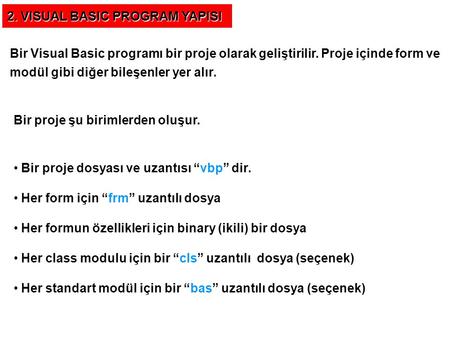 2. VISUAL BASIC PROGRAM YAPISI
