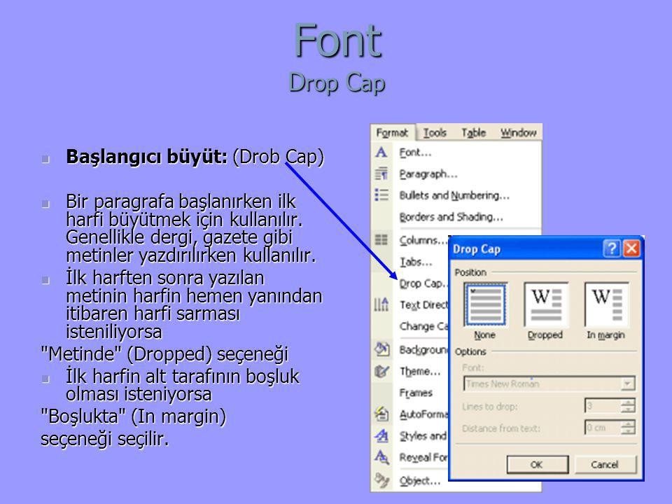 Font Drop Cap Başlangıcı büyüt: (Drob Cap)