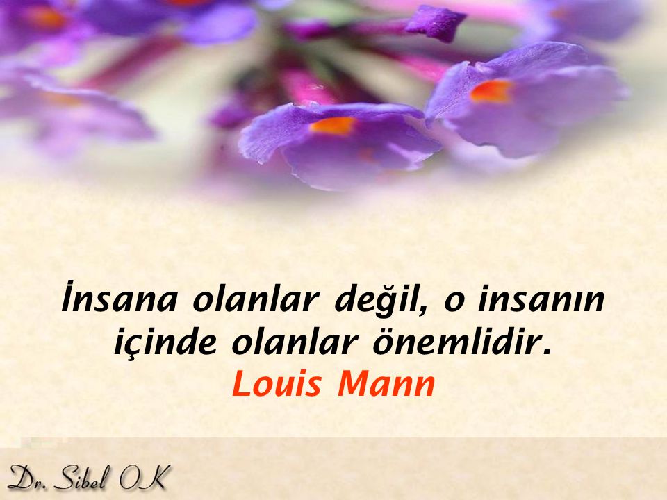 İnsana olanlar değil, o insanın içinde olanlar önemlidir. Louis Mann