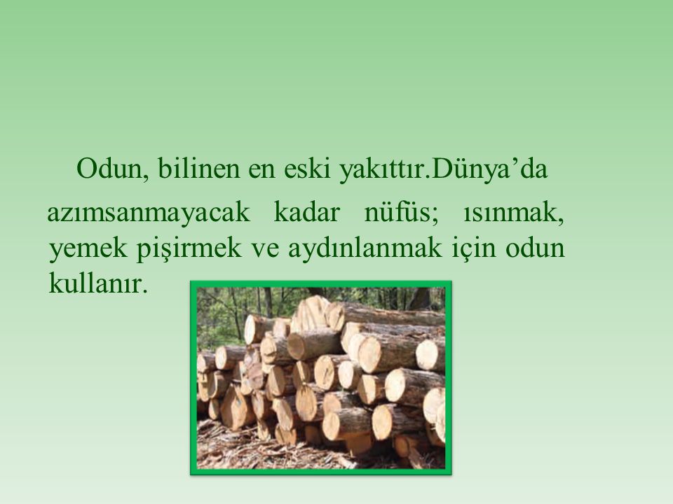 Odun, bilinen en eski yakıttır