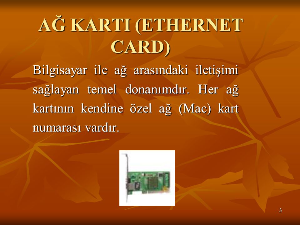 AĞ KARTI (ETHERNET CARD)