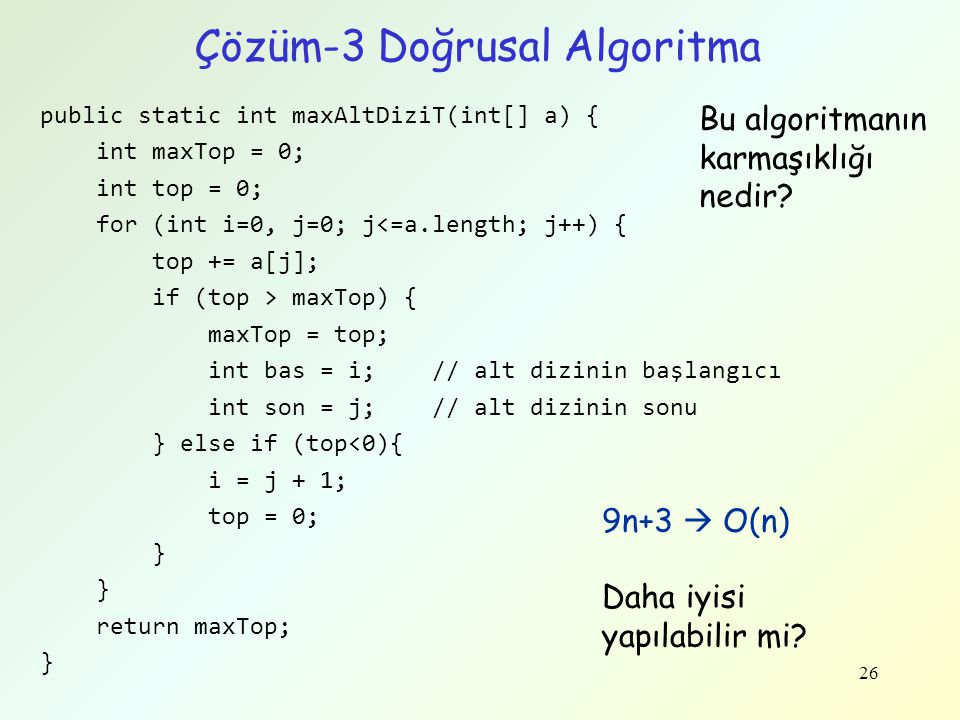 Çözüm-3 Doğrusal Algoritma