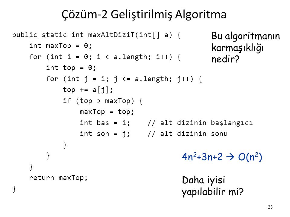 Çözüm-2 Geliştirilmiş Algoritma