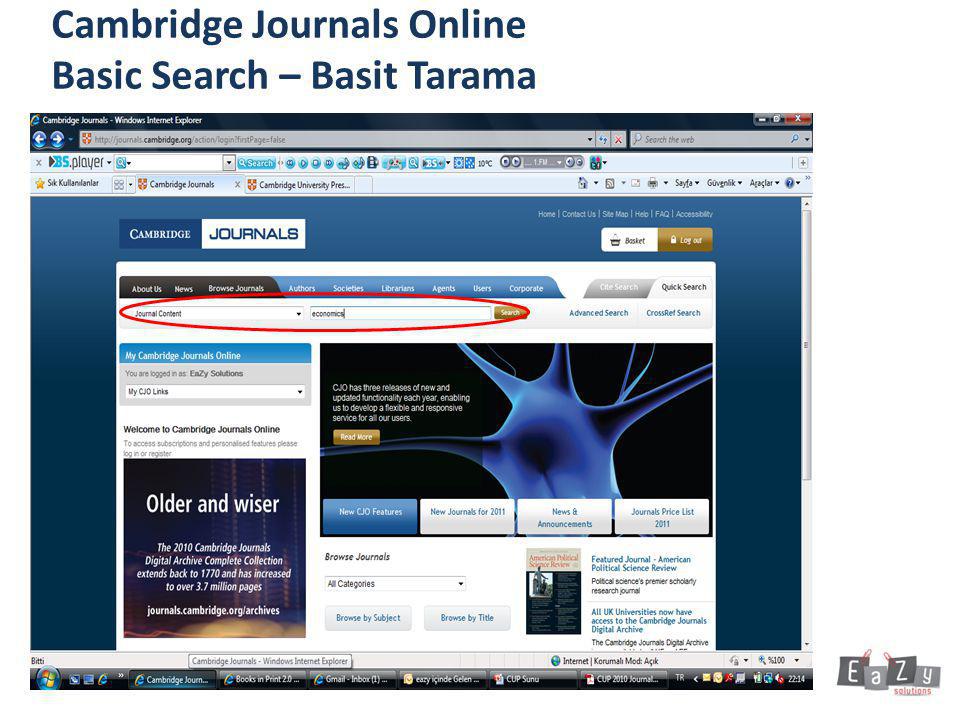 Cambridge Journals Online Basic Search – Basit Tarama