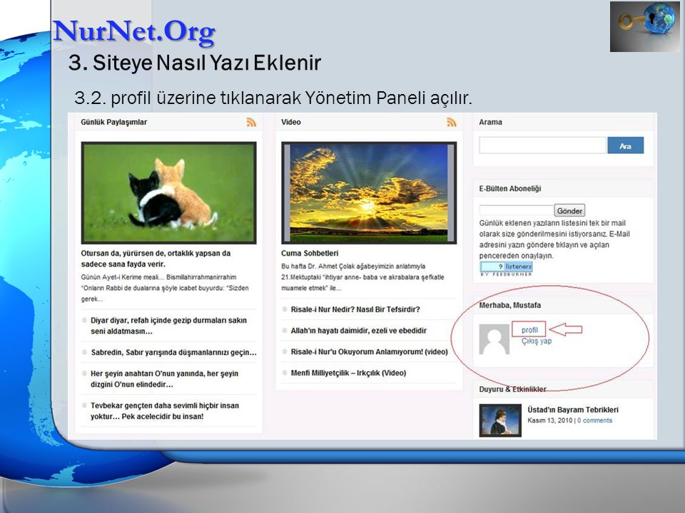NurNet.Org 3. Siteye Nasıl Yazı Eklenir