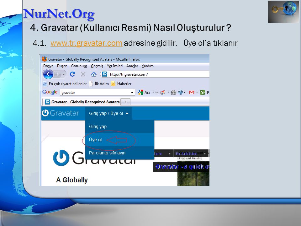 NurNet.Org 4. Gravatar (Kullanıcı Resmi) Nasıl Oluşturulur