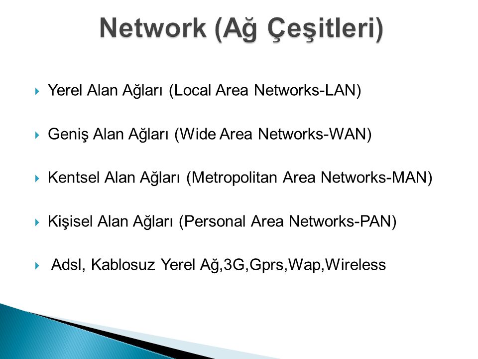 Network (Ağ Çeşitleri)