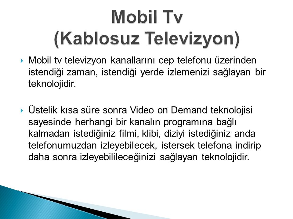 Mobil Tv (Kablosuz Televizyon)
