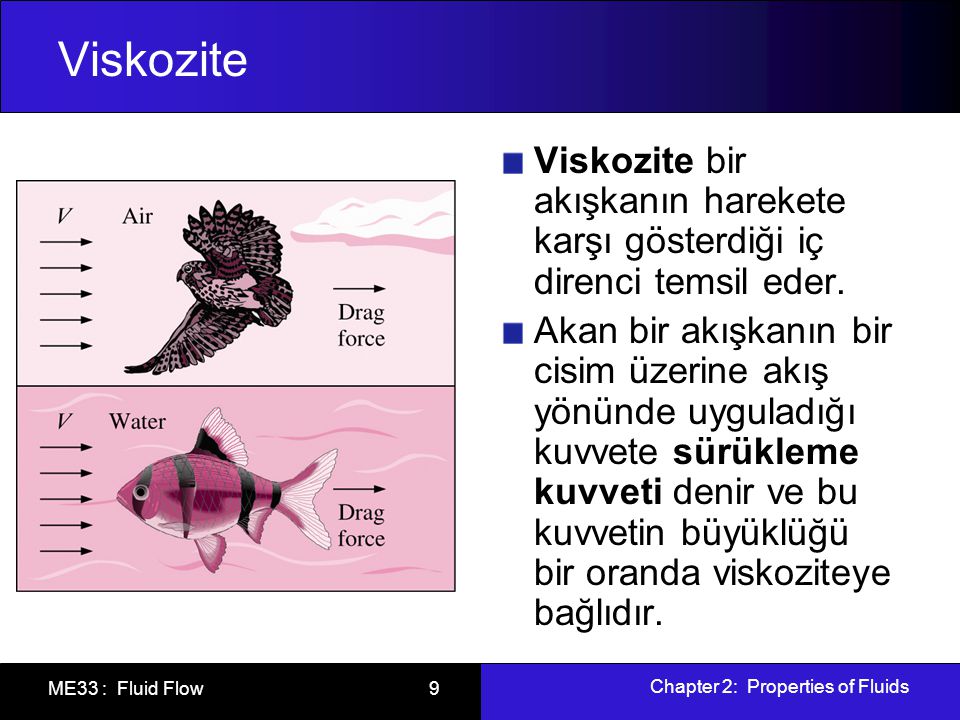 Viskozite Viskozite bir akışkanın harekete karşı gösterdiği iç direnci temsil eder.