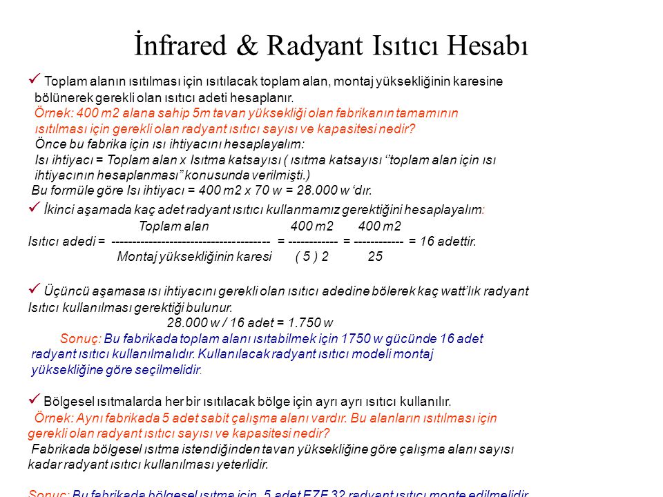 İnfrared & Radyant Isıtıcı Hesabı