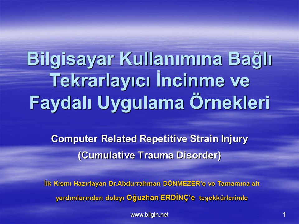 Computer Related Repetitive Strain Injury (Cumulative Trauma Disorder)