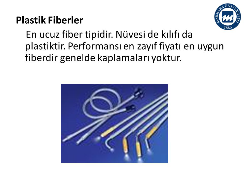 Plastik Fiberler En ucuz fiber tipidir. Nüvesi de kılıfı da plastiktir