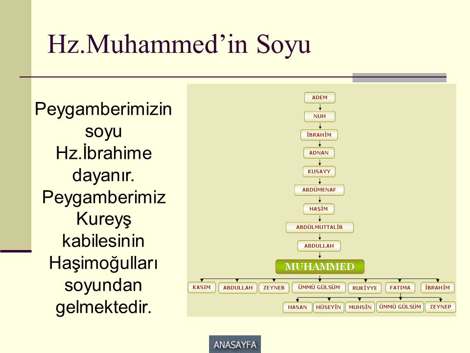 Hz.Muhammed’in Soyu Peygamberimizin soyu Hz.İbrahime dayanır.