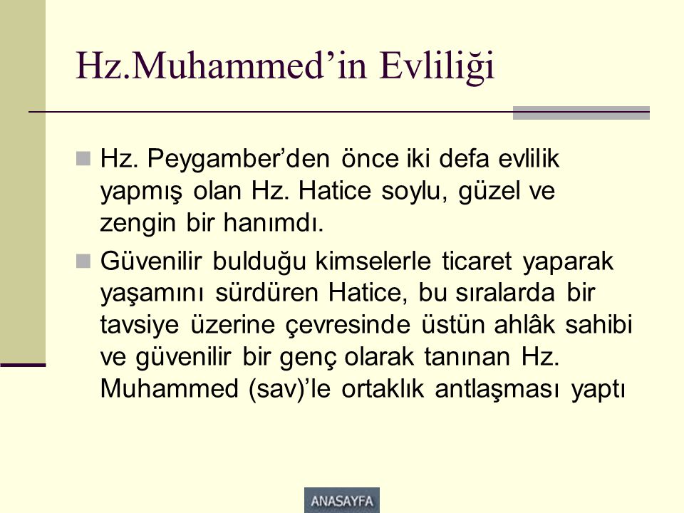 Hz.Muhammed’in Evliliği