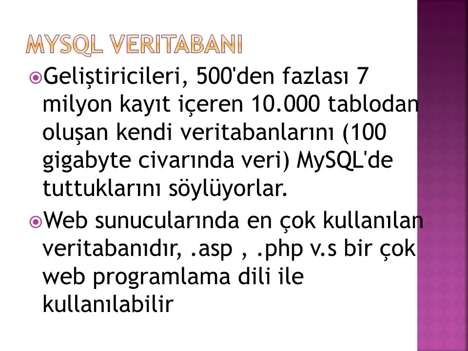 MySQL VeritabanI