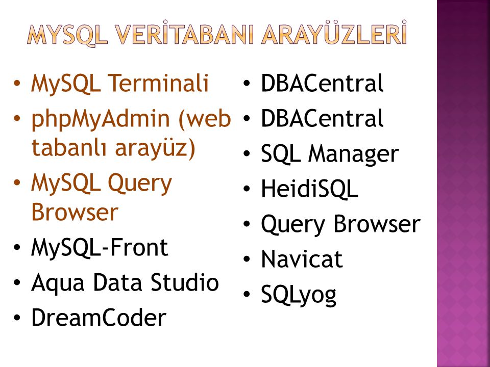 MySQL VerİtabanI arayüzlerİ