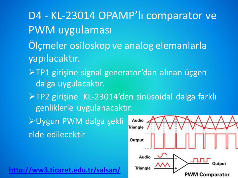 D4 - KL OPAMP’lı comparator ve PWM uygulaması
