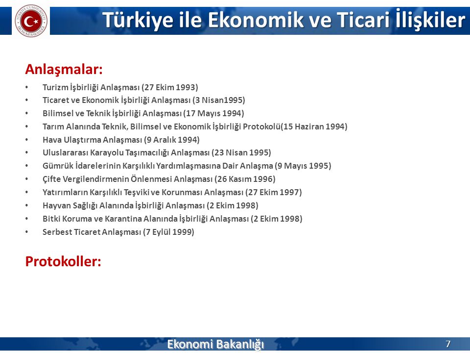 Türkiye ile Ekonomik ve Ticari İlişkiler
