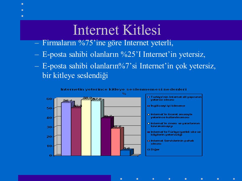 Internet Kitlesi Firmaların %75’ine göre Internet yeterli,