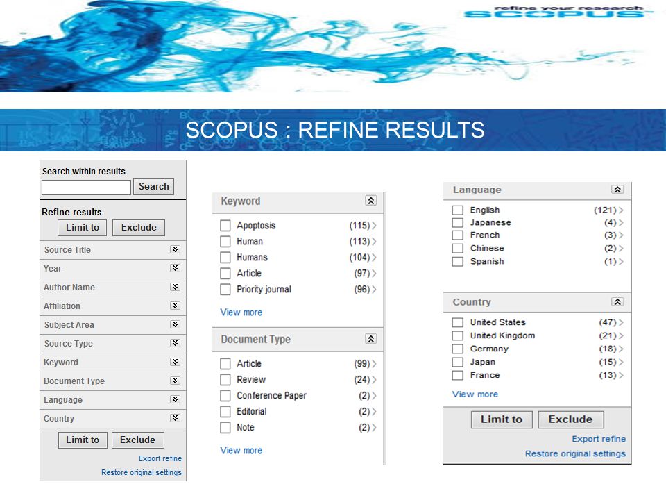 SCOPUS : REFINE RESULTS