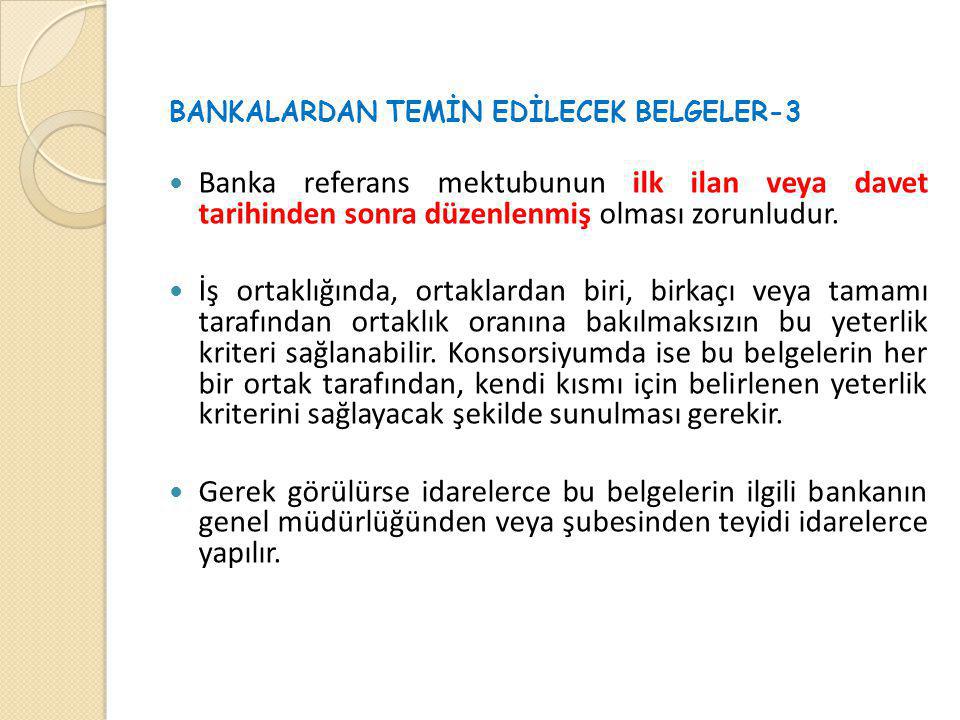 BANKALARDAN TEMİN EDİLECEK BELGELER-3