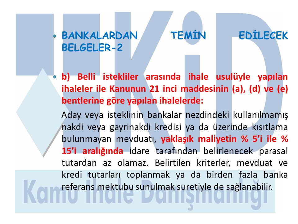 BANKALARDAN TEMİN EDİLECEK BELGELER-2