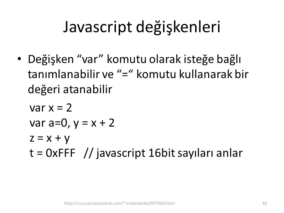 Javascript değişkenleri