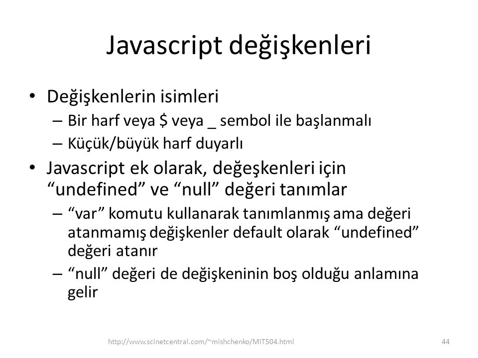 Javascript değişkenleri