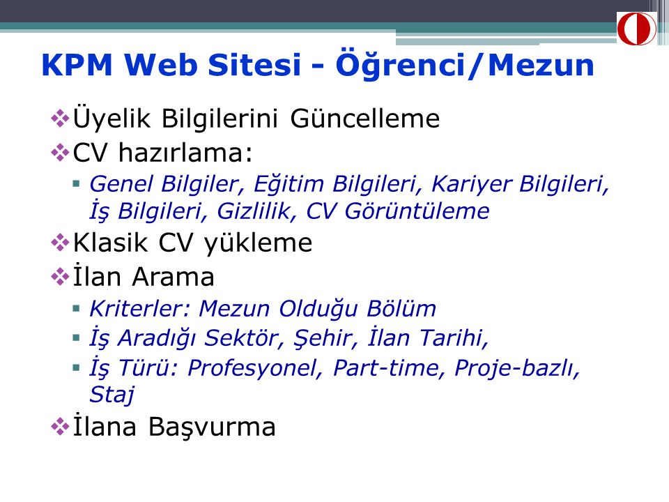 KPM Web Sitesi - Öğrenci/Mezun