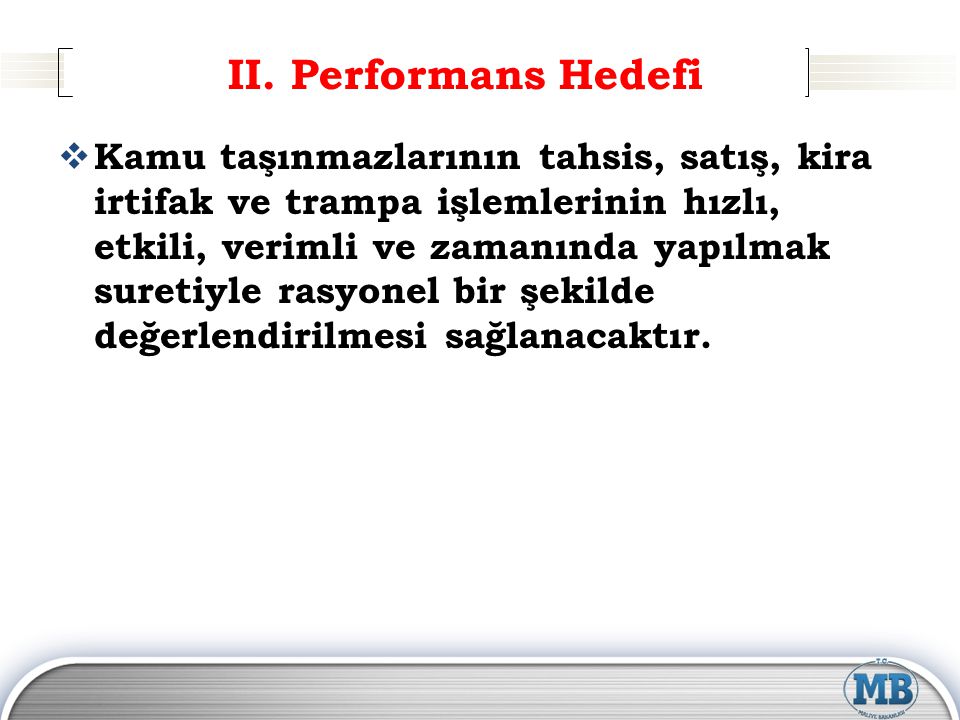 II. Performans Hedefi