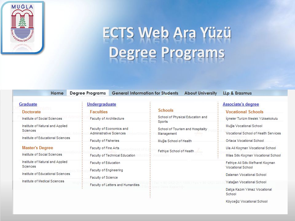 ECTS Web Ara Yüzü Degree Programs