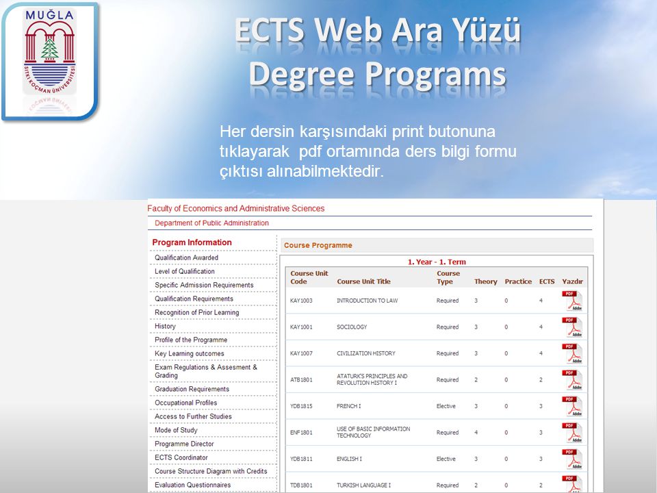 ECTS Web Ara Yüzü Degree Programs
