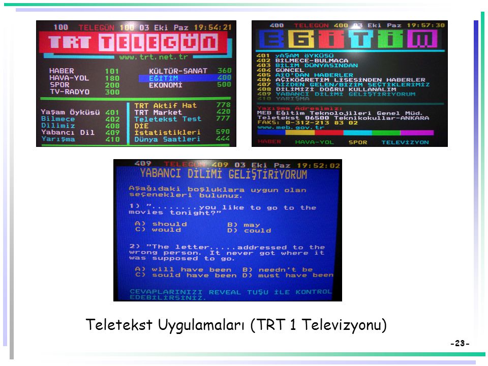Teletekst Uygulamaları (TRT 1 Televizyonu)