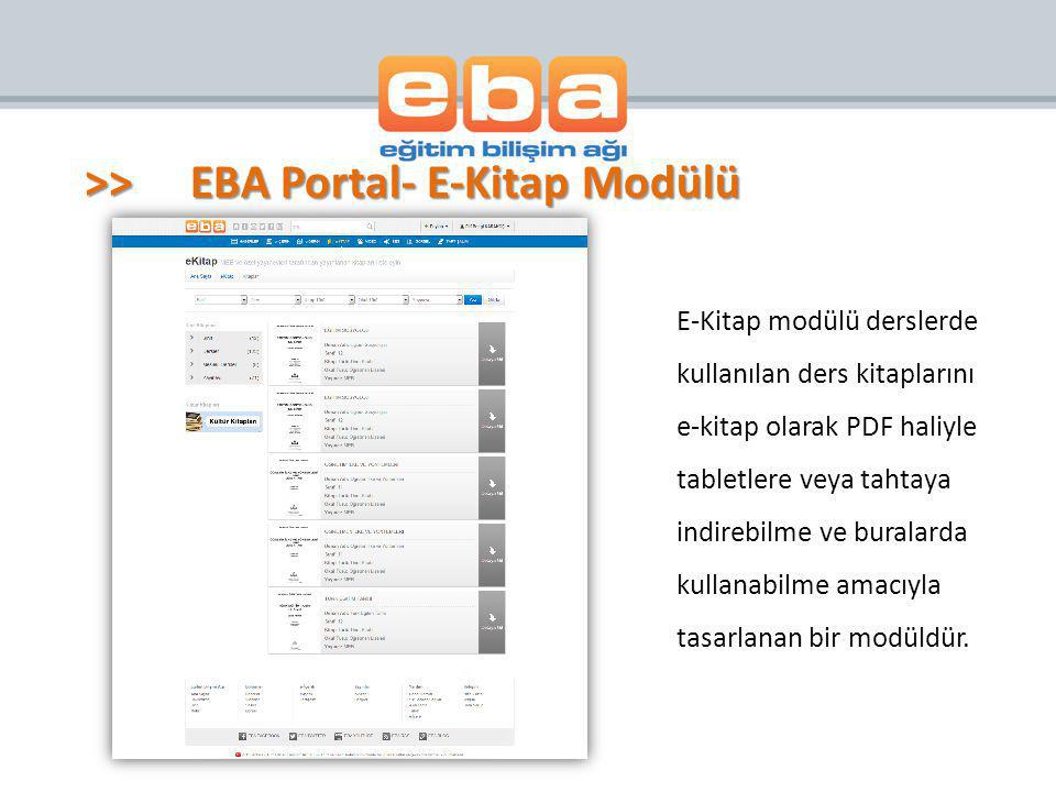 >> EBA Portal- E-Kitap Modülü