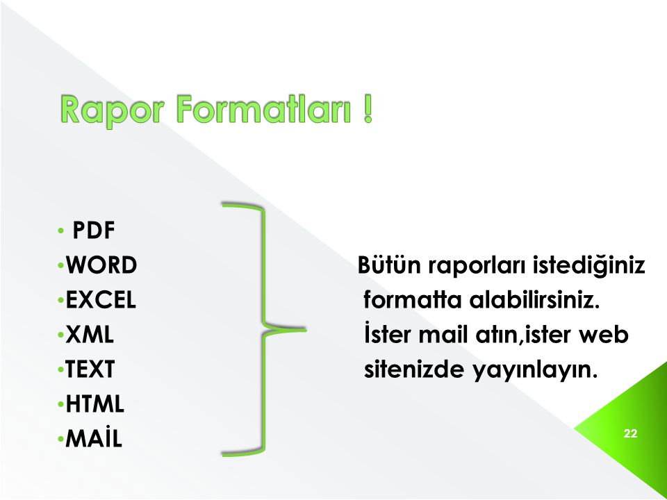 Rapor Formatları ! PDF WORD Bütün raporları istediğiniz