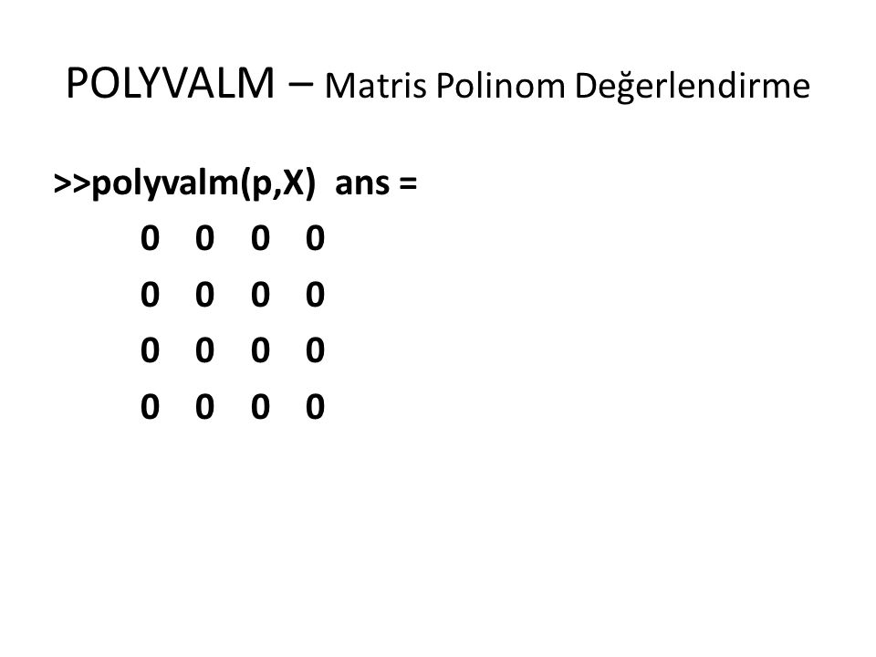 POLYVALM – Matris Polinom Değerlendirme