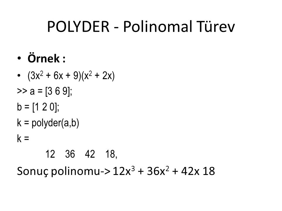 POLYDER - Polinomal Türev