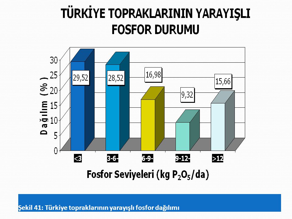 Şekil 41: Türkiye topraklarının yarayışlı fosfor dağılımı