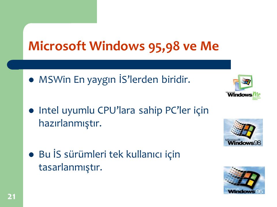 Microsoft Windows 95,98 ve Me