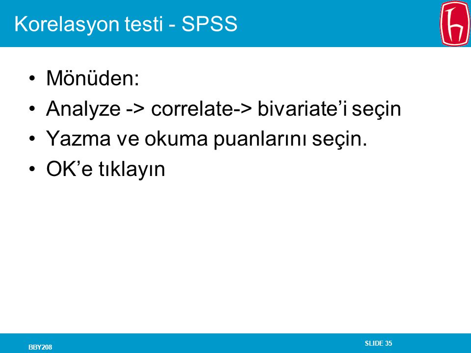 Korelasyon testi - SPSS