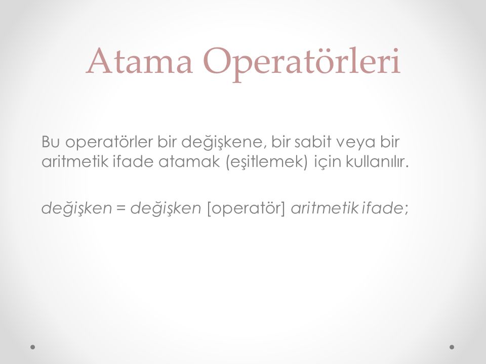 Atama Operatörleri