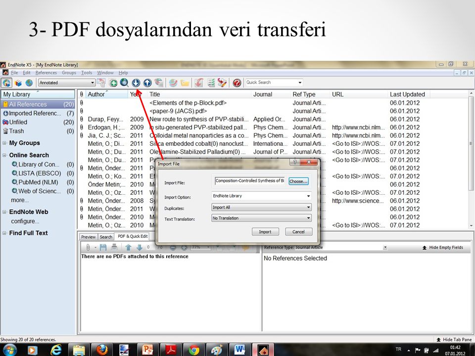 3- PDF dosyalarından veri transferi