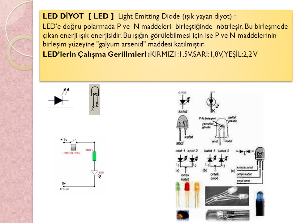 LED DİYOT [ LED ] Light Emitting Diode (ışık yayan diyot) :