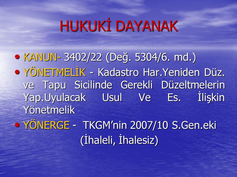 HUKUKİ DAYANAK KANUN- 3402/22 (Değ. 5304/6. md.)