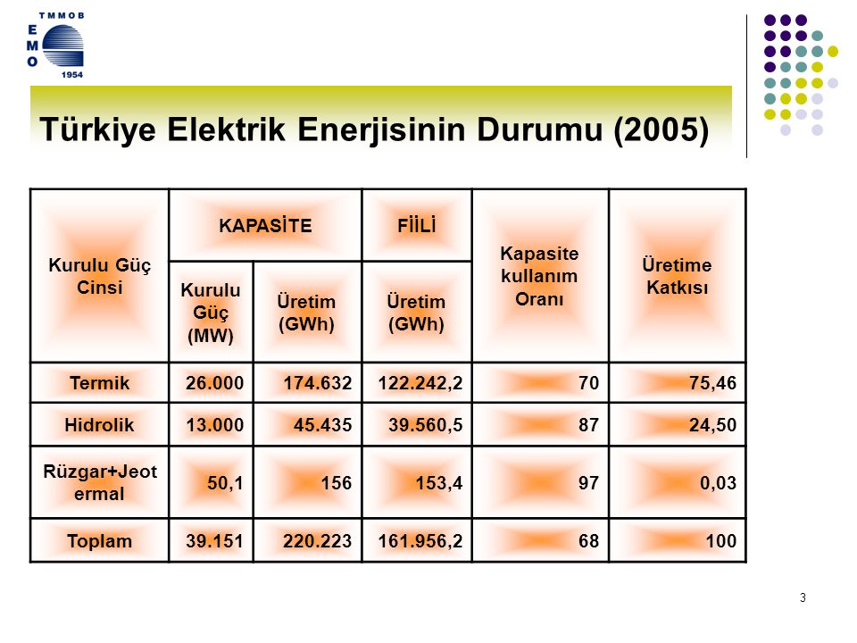 Türkiye Elektrik Enerjisinin Durumu (2005)