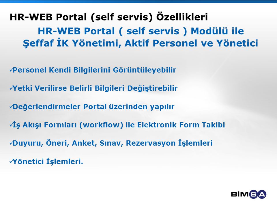 HR-WEB Portal (self servis) Özellikleri