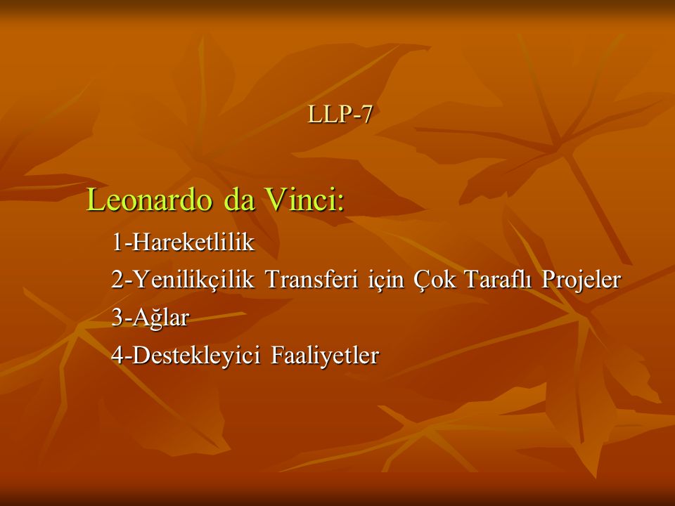 Leonardo da Vinci: LLP-7 1-Hareketlilik