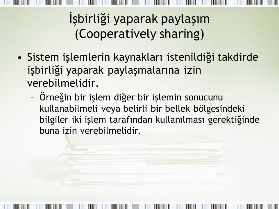 İşbirliği yaparak paylaşım (Cooperatively sharing)