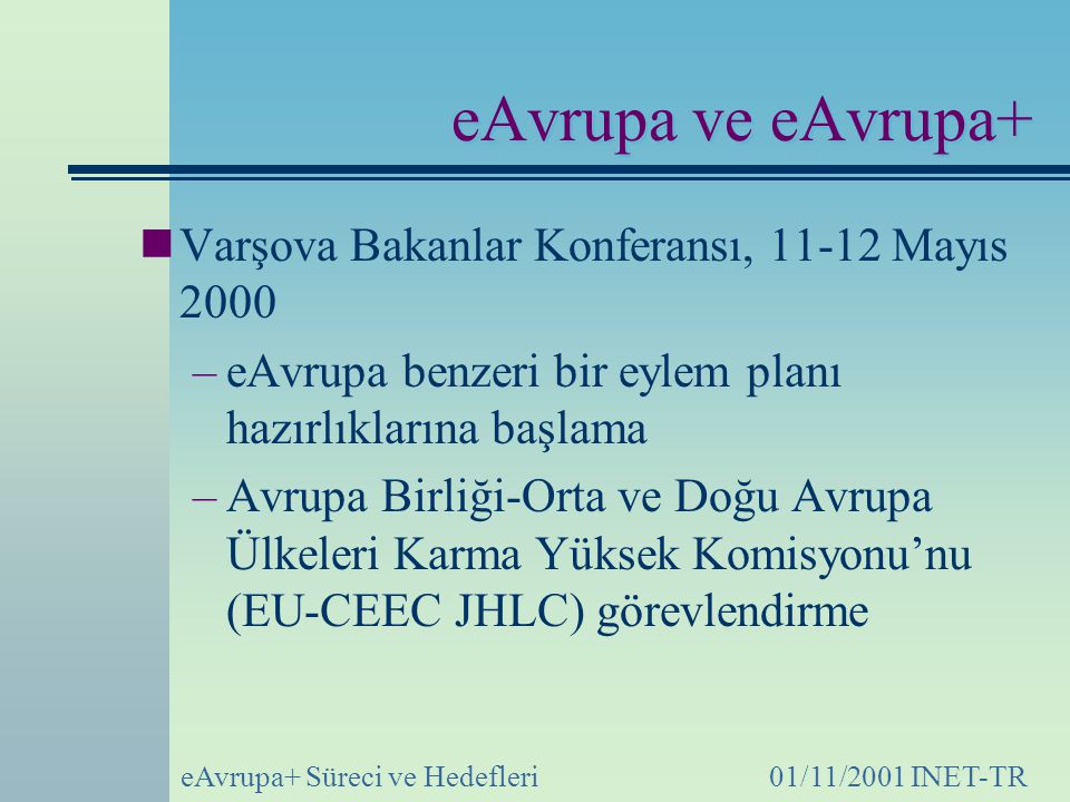 eAvrupa ve eAvrupa+ Varşova Bakanlar Konferansı, Mayıs 2000
